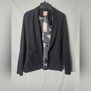 NWT Candies black blazer with floral lining, medium.
